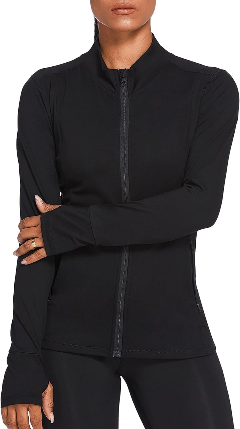 Women'S Athletic Jacket Workout Running Jackets Zipper Active Tops Slim Fit Sportswear