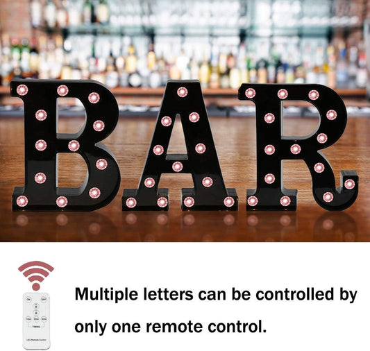 LED Black Alphabet Marquee Letters Sign Light up Marquee Number Letter Lights Sign with Diamond Bulb for Night Light Home Bar Christmas Lamp Birthday Party Wedding Decoration L