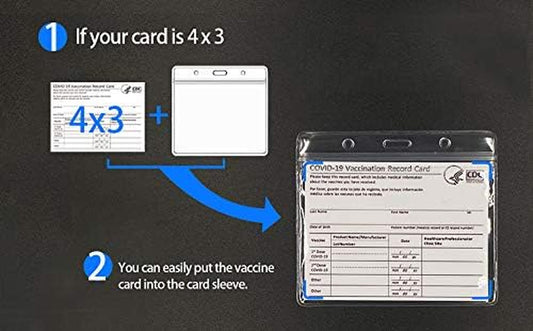Vaccine Card Holder,Cdc Vaccination Card Protector 4 X 3 Inches Immunization Record Vaccine Card Holder Waterproof Clear Vinyl Plastic Sleeve with Type Resealable Zip (3 Pack)