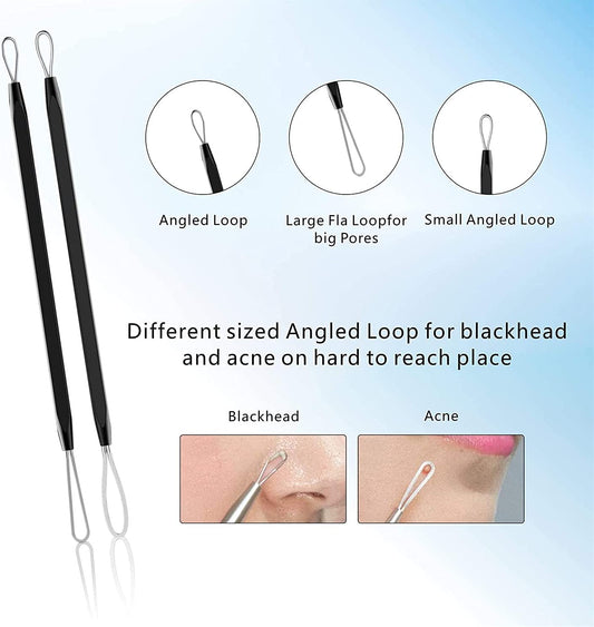 Pimple Popper Tool Kit 11 Pcs, Blackhead Remover Pimple Extractor Tools with Metal Case for Quick and Easy Removal of Blackheads,Pimples,Whiteheads,Zit Popper,Forehead,Facial and Nose (Black)