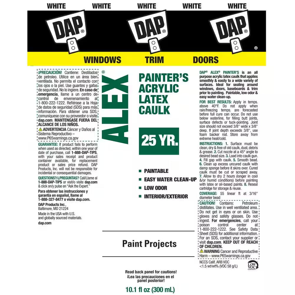 Alex Painter'S 10.1 Oz. White All-Purpose Acrylic Latex Caulk (2-Pack)