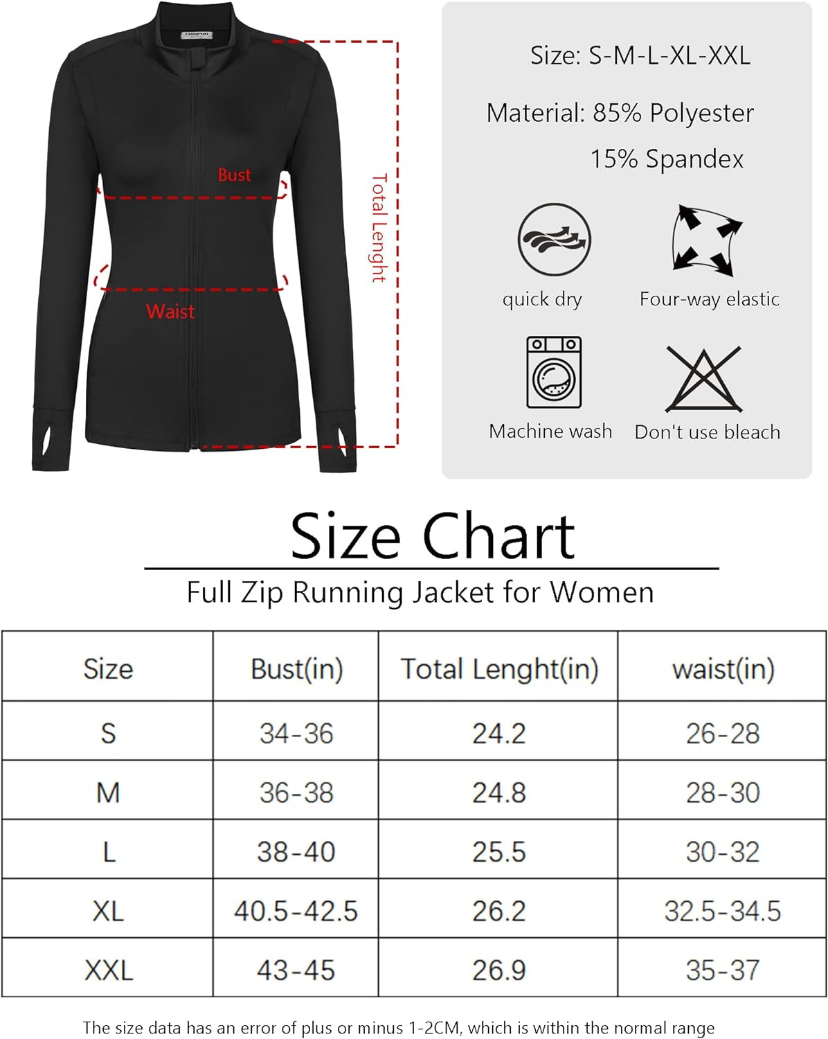 Women'S Athletic Jacket Workout Running Jackets Zipper Active Tops Slim Fit Sportswear
