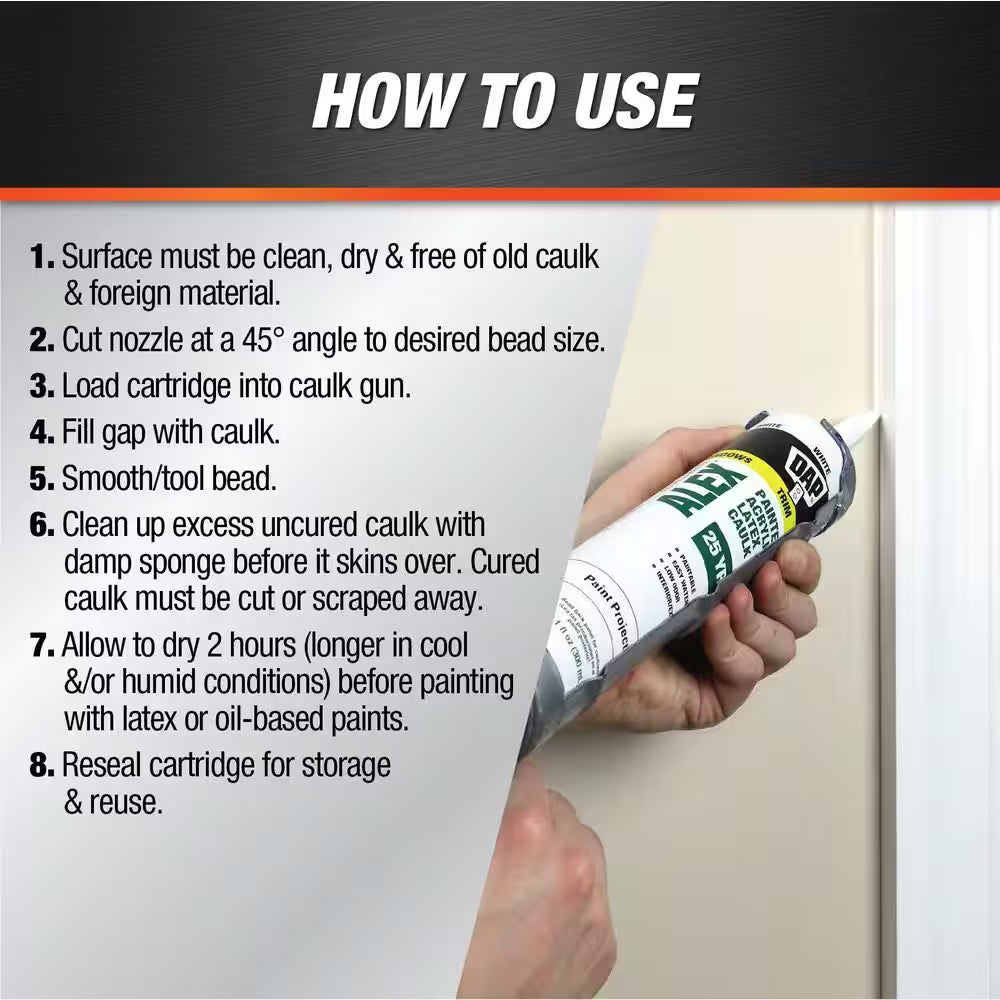 Alex Painter'S 10.1 Oz. White All-Purpose Acrylic Latex Caulk (2-Pack)