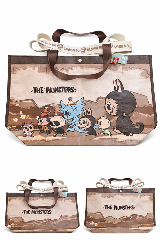 Authentic Popland Exclusive Brown Tote Labubu Reusable Shopping Bags