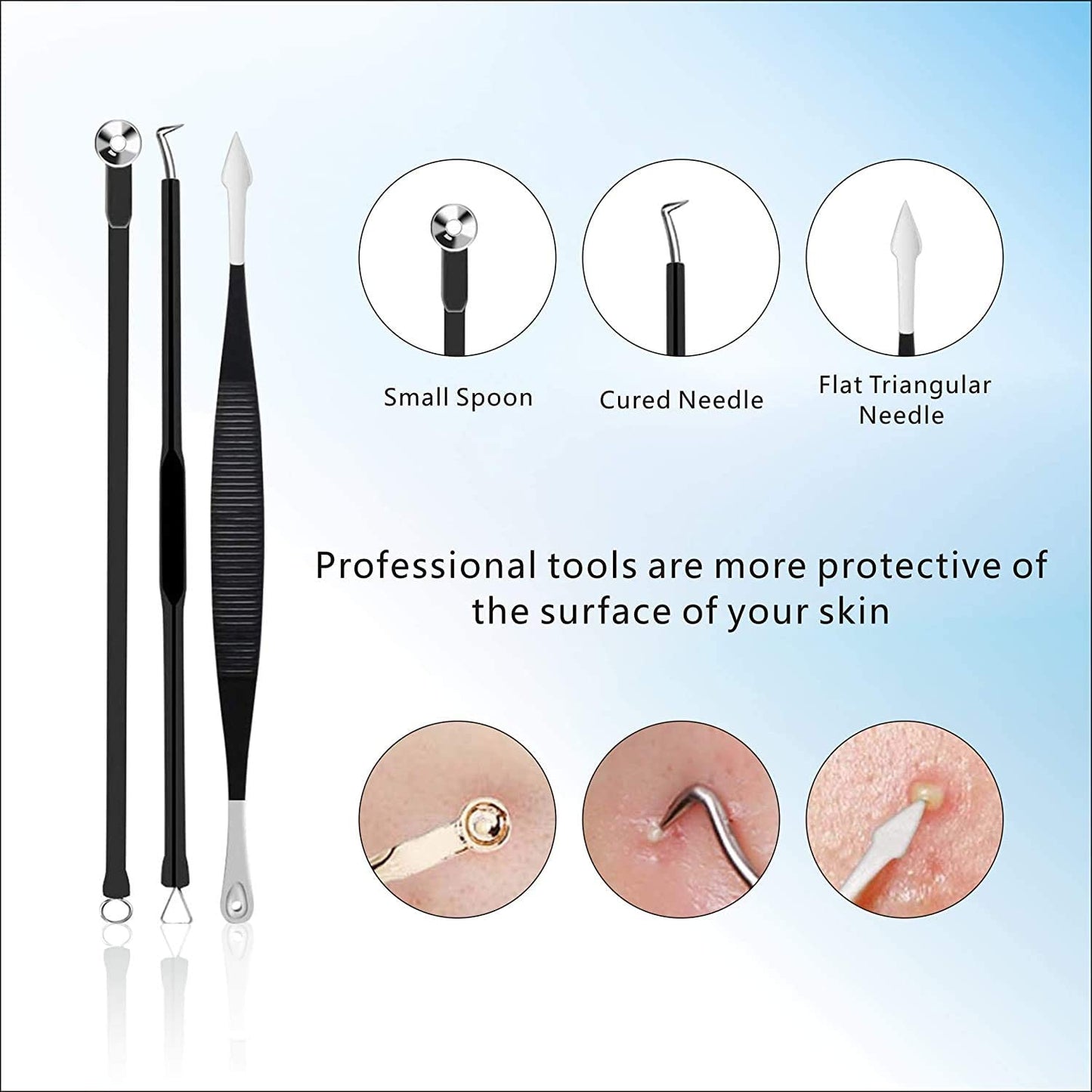 Pimple Popper Tool Kit 11 Pcs, Blackhead Remover Pimple Extractor Tools with Metal Case for Quick and Easy Removal of Blackheads,Pimples,Whiteheads,Zit Popper,Forehead,Facial and Nose (Black)