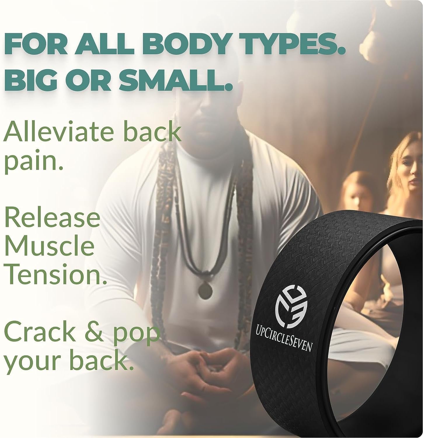 Yoga Wheel for Back Pain - Deep Tissue Massage - Yoga Back Roller Wheel for Back Pain Relief Stretching Myofascial Release Mobility