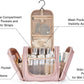 Toiletry Bag for Women, Travel Toiletry Organizer with Hanging Hook, Water-Resistant Cosmetic Makeup Bag Travel Organizer for Shampoo, Full-Size Container, Toiletries, Pink-Medium