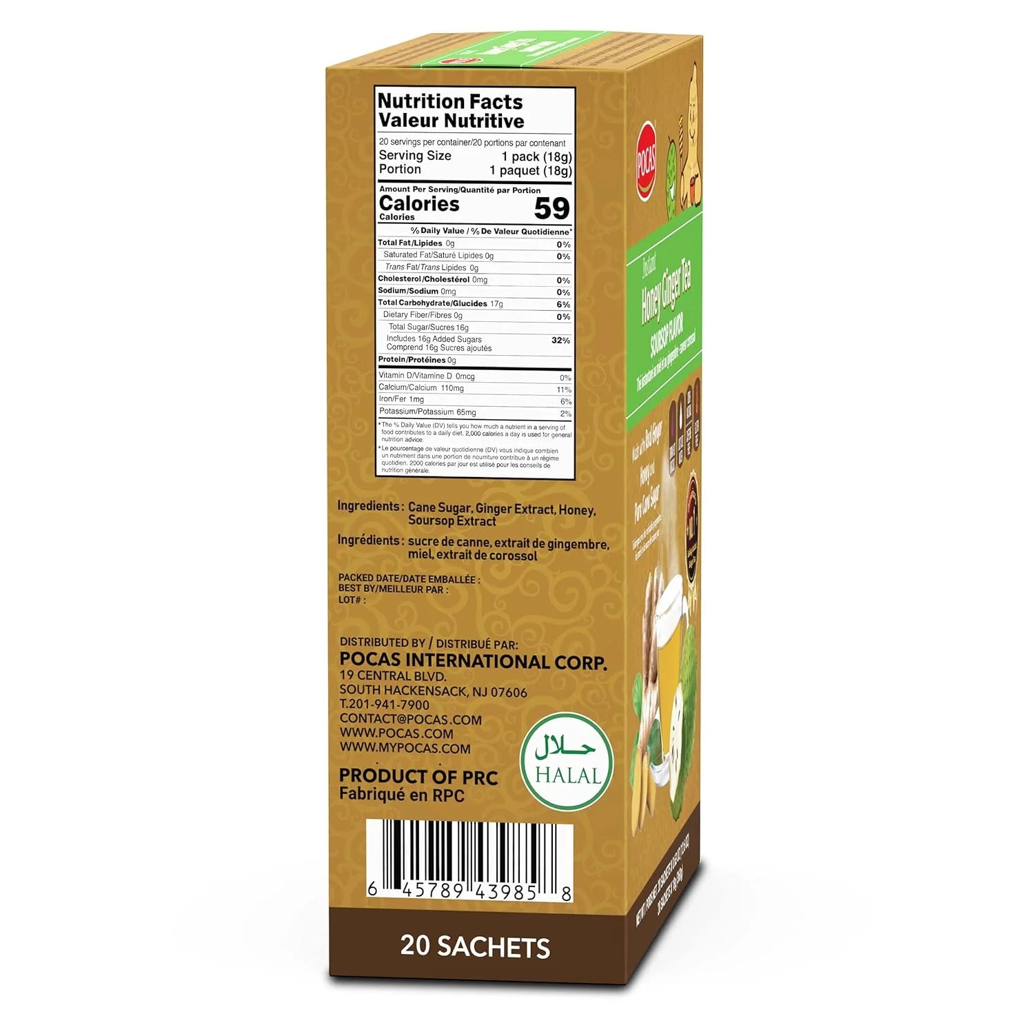Revitalizing Honey Ginger Tea with Soursop - 20 Pack for Wellness and Flavor