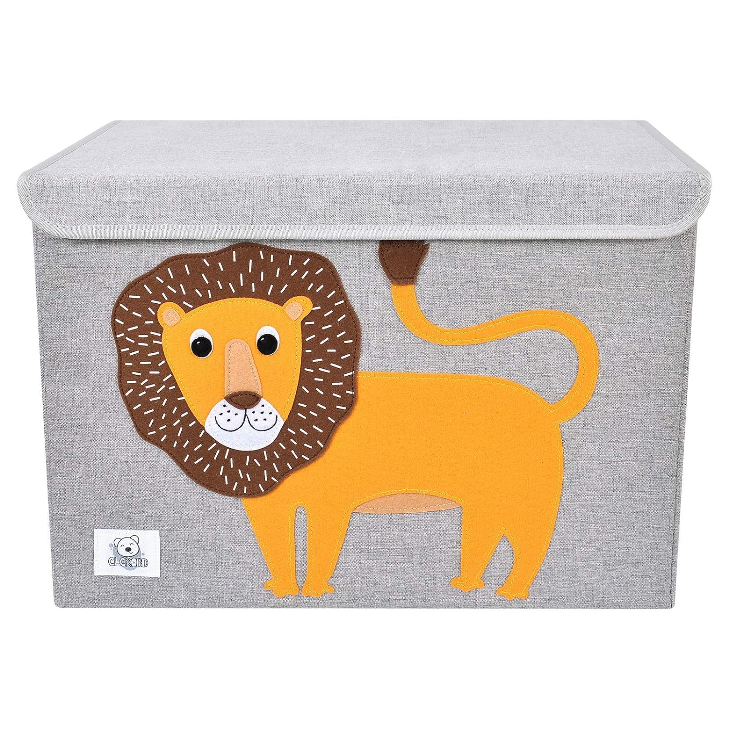 Foldable Large Kids Toy Chest with Flip-Top Lid, Collapsible Fabric Animal Toy Storage Organizer/Bin/Box/Basket/Trunk for Toddler, Children and Baby Nursery (Lion)