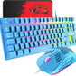 Gaming Keyboard and Mouse Combo, 88 Keys Compact Rainbow Backlit Mechanical Touch Keyboard, RGB Backlit 6400 DPI Lightweight Gaming Mouse with Honeycomb Case for Windows PC Gamers (Blue)