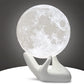 Moon Lamp, 3.5 Inch 3D Printing Lunar Lamp Night Light with White Hand Stand as Kids Women Girls Boy Birthday Gift, USB Charging Touch Control Brightness Two Tone Warm Cool White