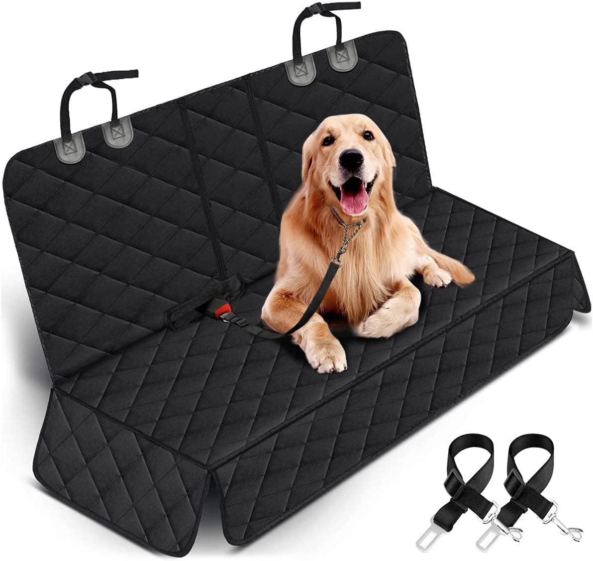Ultimate Waterproof Dog Car Seat Cover - Non-Slip Back Seat Protector for Pets and Kids, Fits Most Cars, Trucks, and SUVs - Stylish Black Design