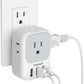 Multi Plug Outlet Extender with USB,  Electrical 4 Box Splitter 3 USB Wall Charger, Multiple Charging Station for Cruise, Travel, Office, Dorm Essentials