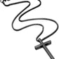 Cross Necklace for Men, Silver Black Gold Stainless Steel Plain Cross Pendant Necklace for Men Box Chain 16-30 Inch