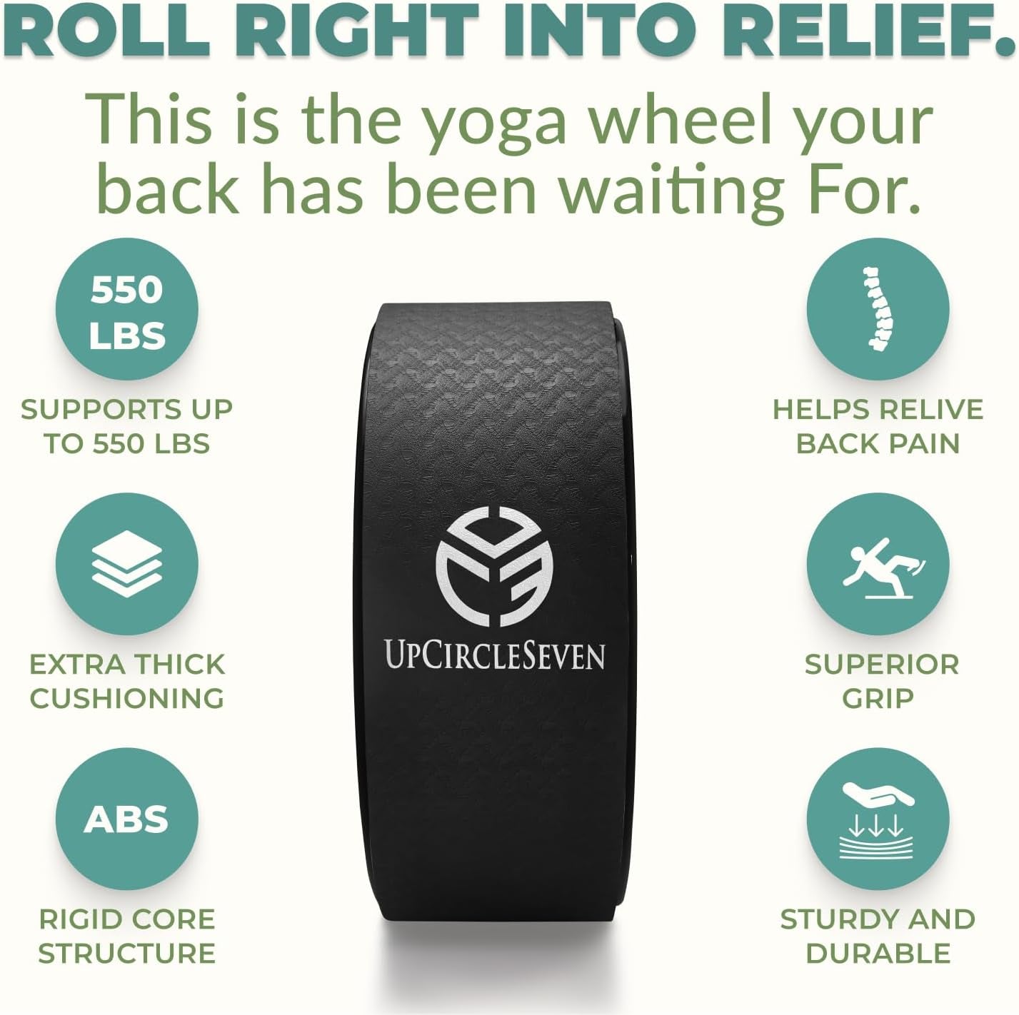 Yoga Wheel for Back Pain - Deep Tissue Massage - Yoga Back Roller Wheel for Back Pain Relief Stretching Myofascial Release Mobility