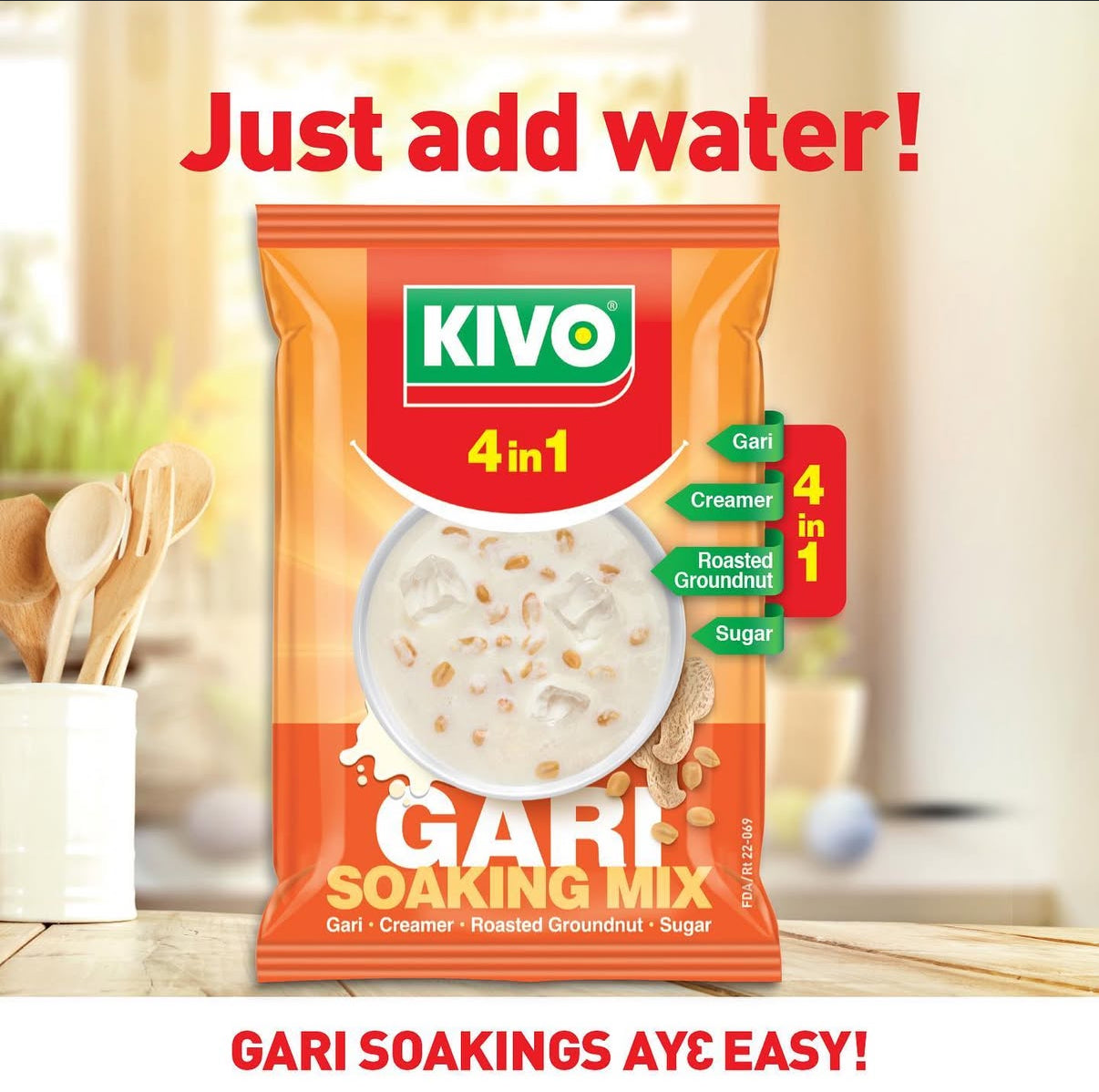 KIVO 4 in 1 Gari Soaking Mix 125g