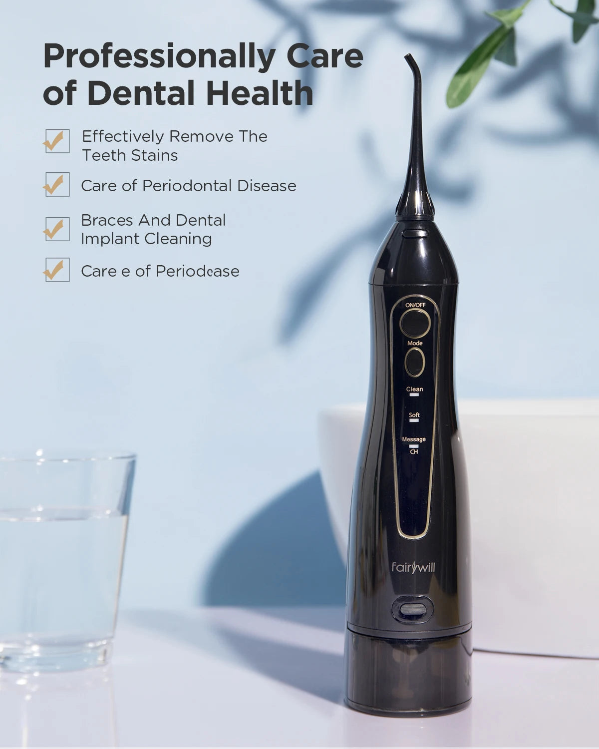 Experience Ultimate Oral Care with the Rechargeable Portable Water Flosser - 3 Modes and 300ML Waterproof Design for a Brighter Smile