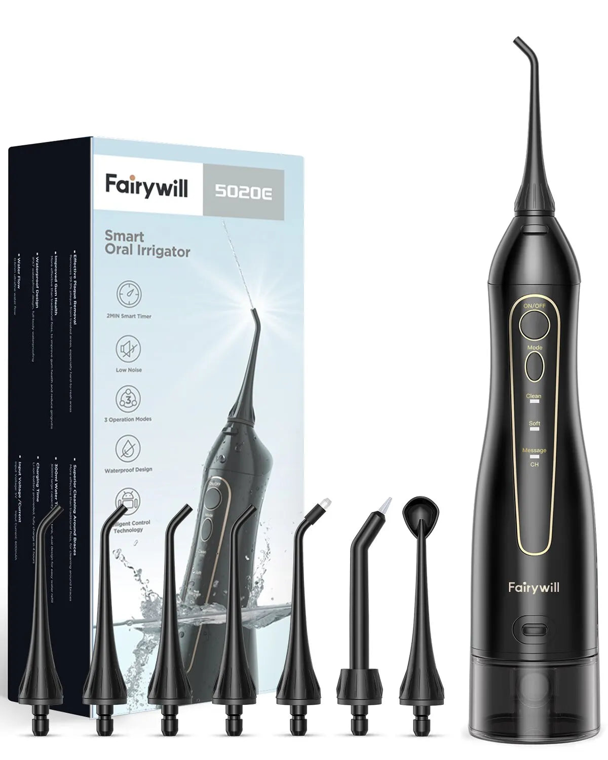 Experience Ultimate Oral Care with the Rechargeable Portable Water Flosser - 3 Modes and 300ML Waterproof Design for a Brighter Smile