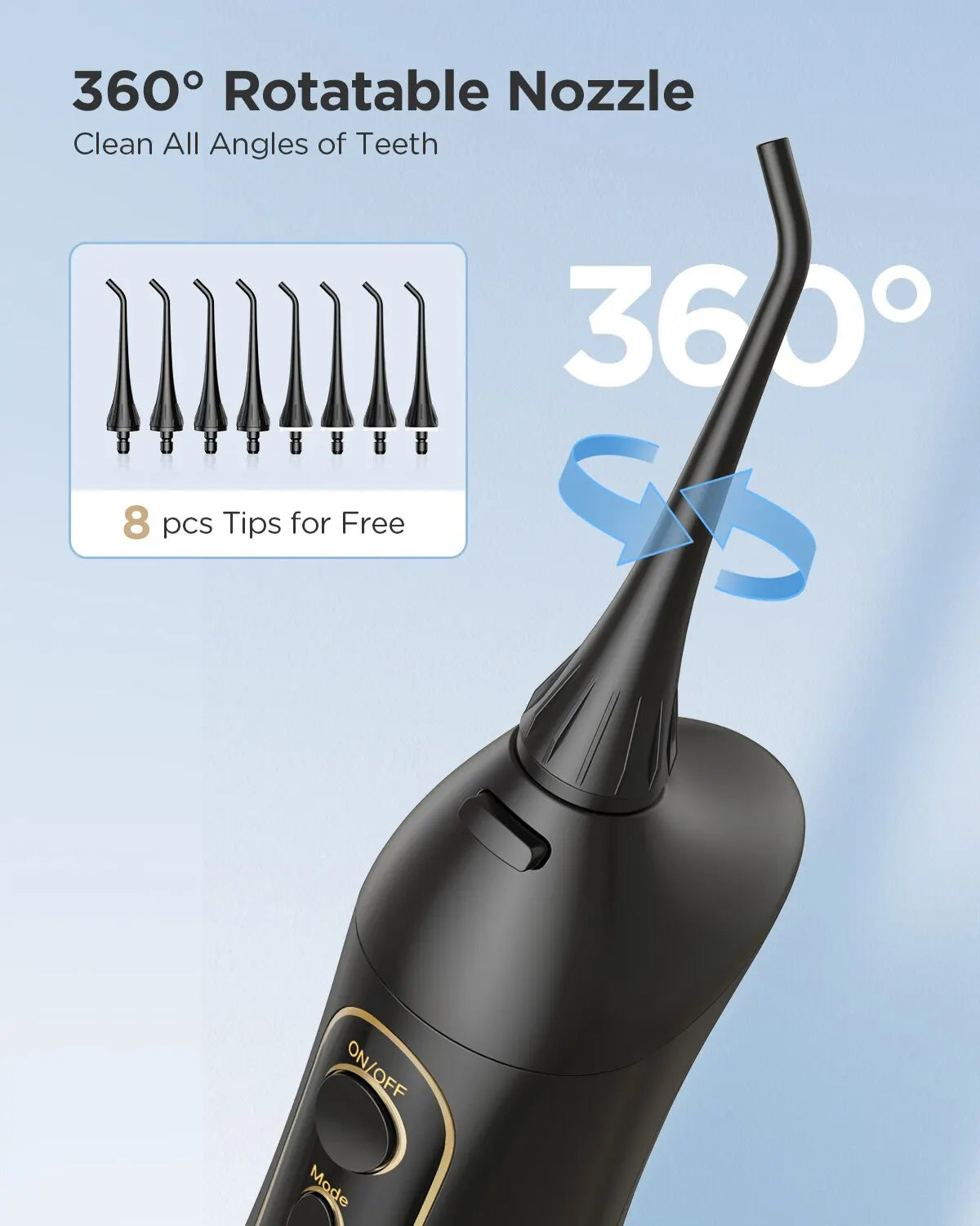 Experience Ultimate Oral Care with the Rechargeable Portable Water Flosser - 3 Modes and 300ML Waterproof Design for a Brighter Smile