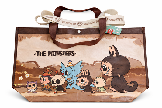 Authentic Popland Exclusive Brown Tote Labubu Reusable Shopping Bags