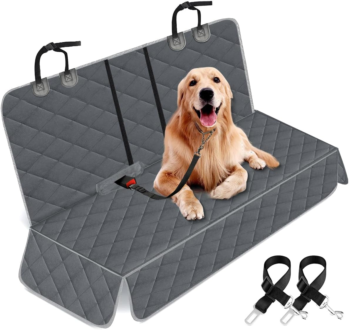 Ultimate Waterproof Dog Car Seat Cover - Non-Slip Back Seat Protector for Pets and Kids, Fits Most Cars, Trucks, and SUVs - Stylish Black Design