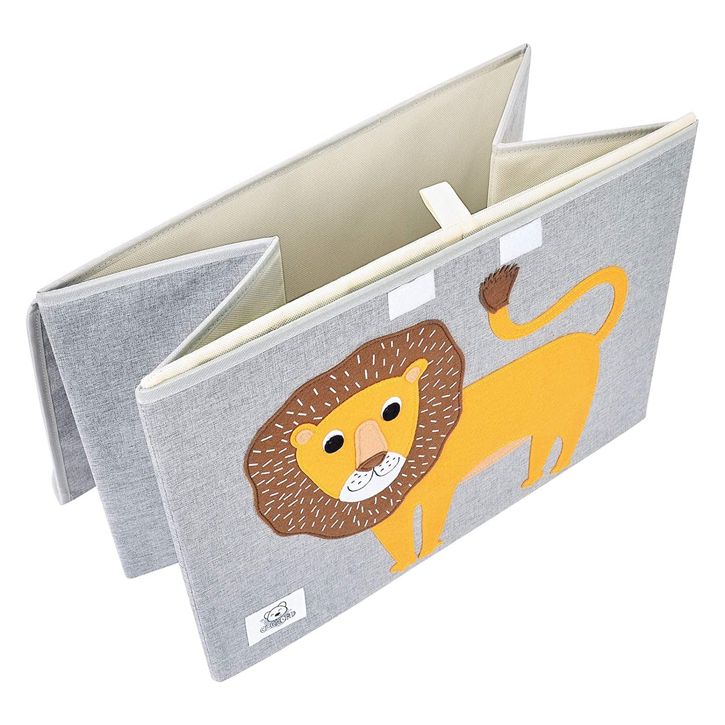 Foldable Large Kids Toy Chest with Flip-Top Lid, Collapsible Fabric Animal Toy Storage Organizer/Bin/Box/Basket/Trunk for Toddler, Children and Baby Nursery (Lion)