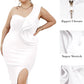 Womens One Shoulder Ruffles Side Split Bodycon Bandage Club Party Dress