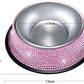 Bling Dog Bowls Pink, 640ML Handmade Bling Rhinestones Stainless Steel Pet Bowls Double Food Water Feeder for Puppy Cats Dogs - Set of 2